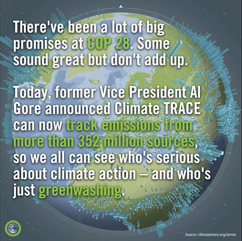 Image of globe and the text, "There've been a lot of promises at COP 28..."