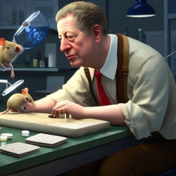 Al gore in science lab in hiroshima working with mice