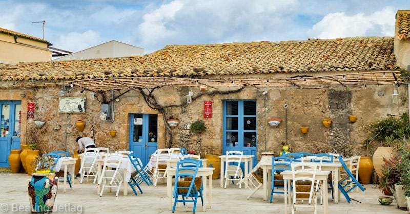 A restaurant in Marzamemi, Sicily, Italy