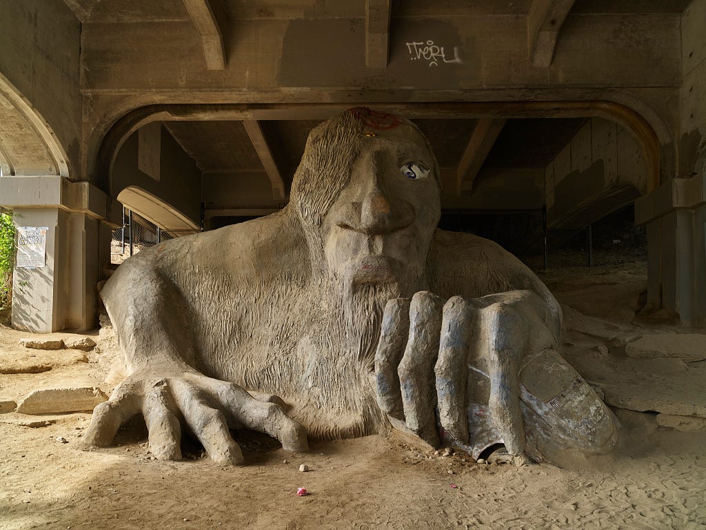 The Fremont Troll, also known as the Troll Under the Bridge, a whimsical to  some, scary to others sculpture in the Fremont neighborhood of Seattle,  Washington | Library of Congress