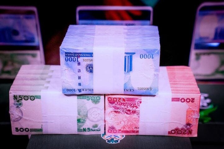 Bundle of new naira notes