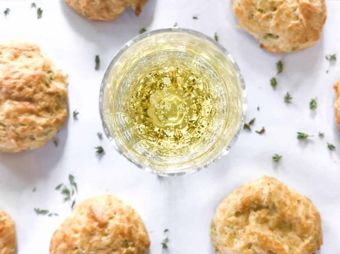 gougères and sparkling wine