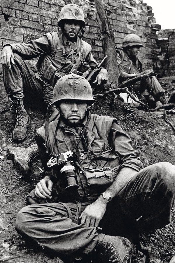 Don McCullin at the battle of Hue, Vietnam, 1968, with Myron Harrington, Delta Company commander, 1st Battalion, 5th Marines Don McCullin at the battle of Hue, Vietnam, 1968, with Myron Harrington, Delta Company commander, 1st Battalion, 5th Marines
