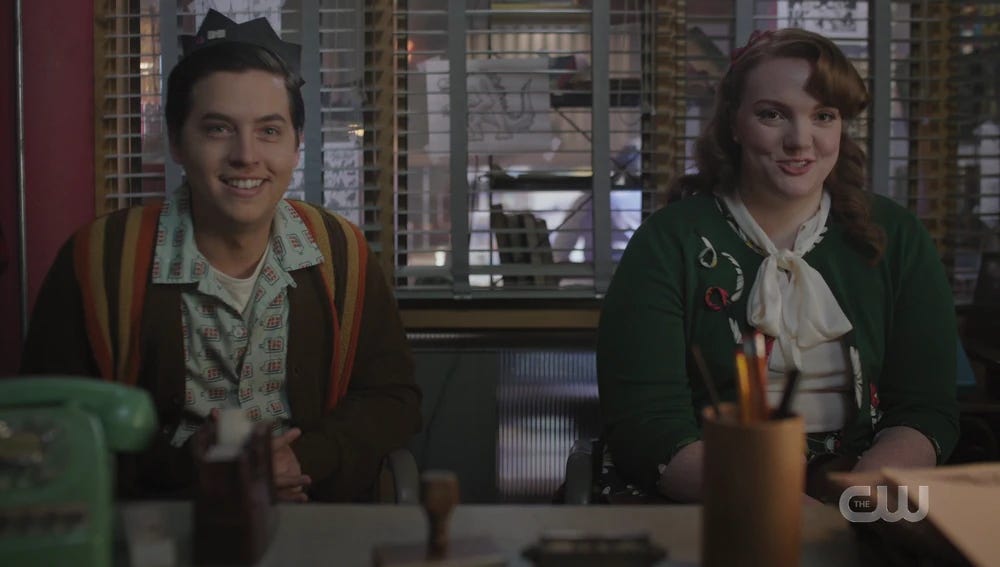 Jughead and Ethel smiling.
