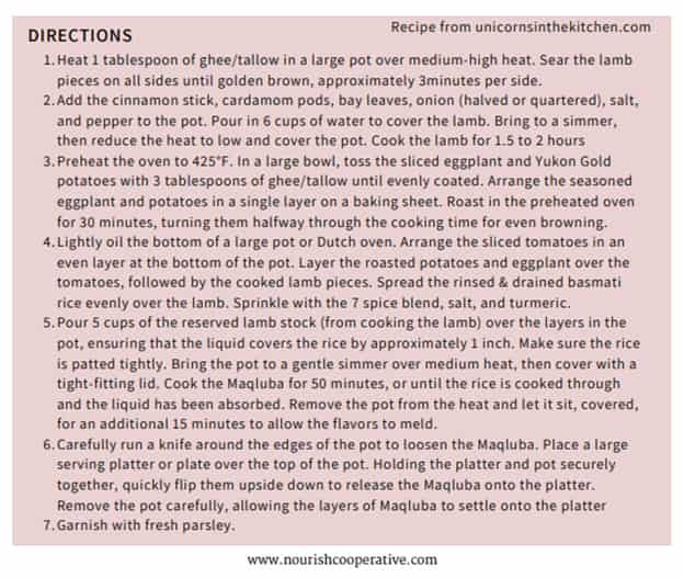 middle eastern maqluba directions