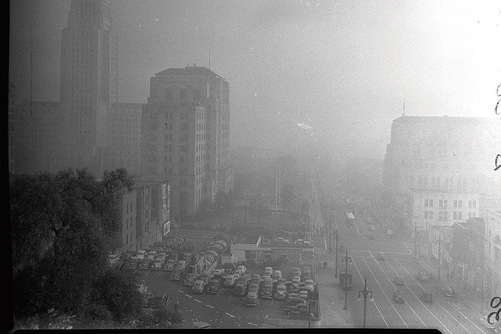 1940s Los Angeles Downtown on Smoggy Day