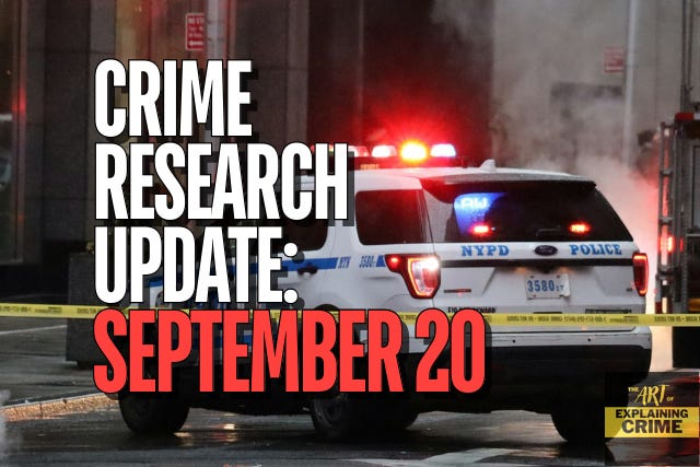 In the background, a police cruiser with its roof lights on, behind yellow tape. The name of today's post appears in the foreground.