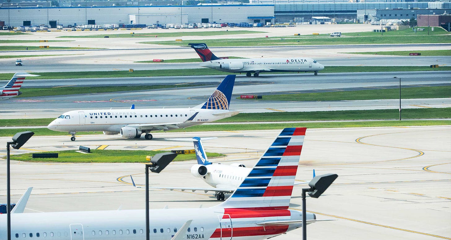 Airplanes at Chicago O'Hare International Airport.