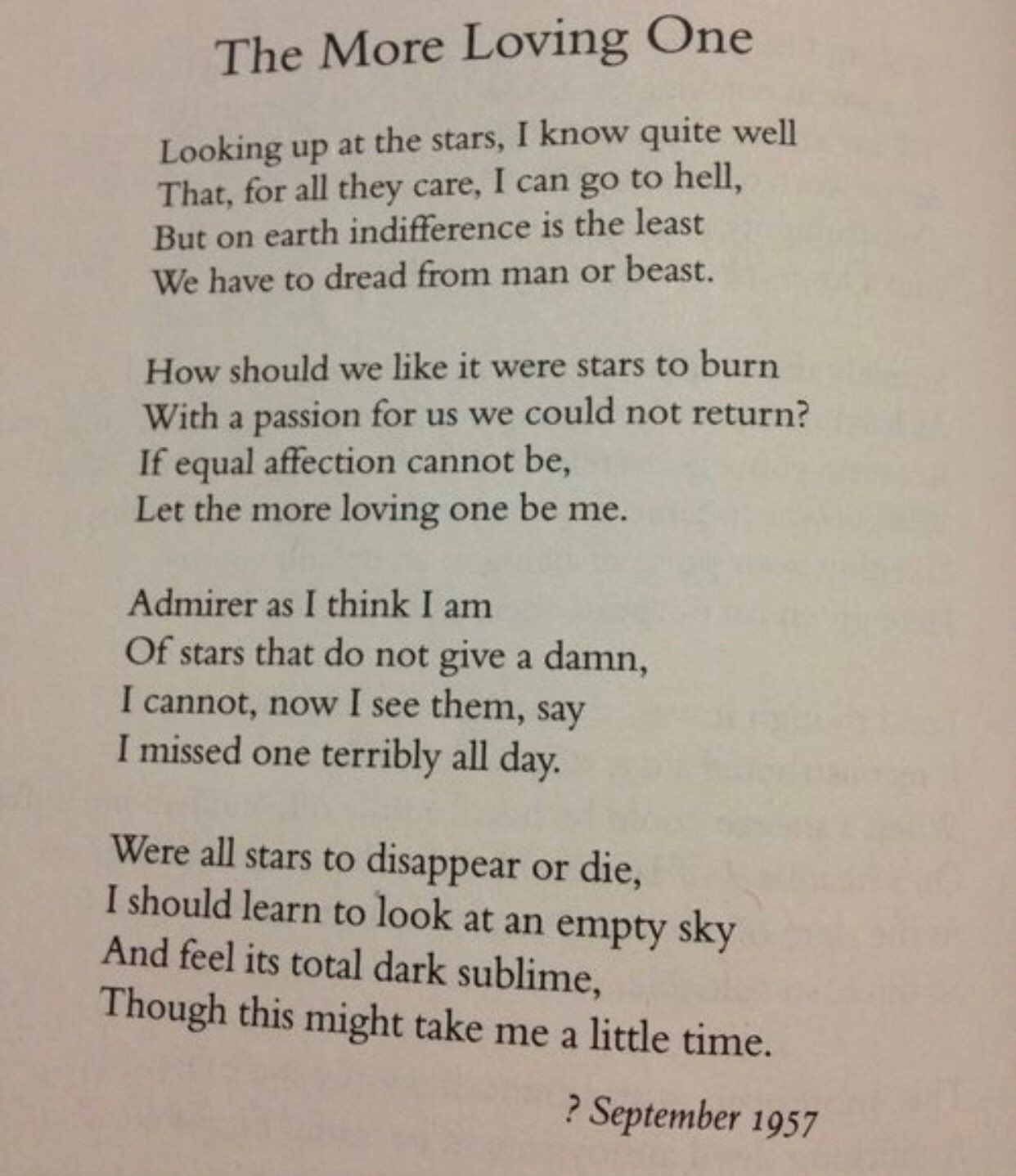 Mark Oakley on X: "The More Loving One by WH Auden #APoemADay  https://t.co/DKt8vyGWkD" / X