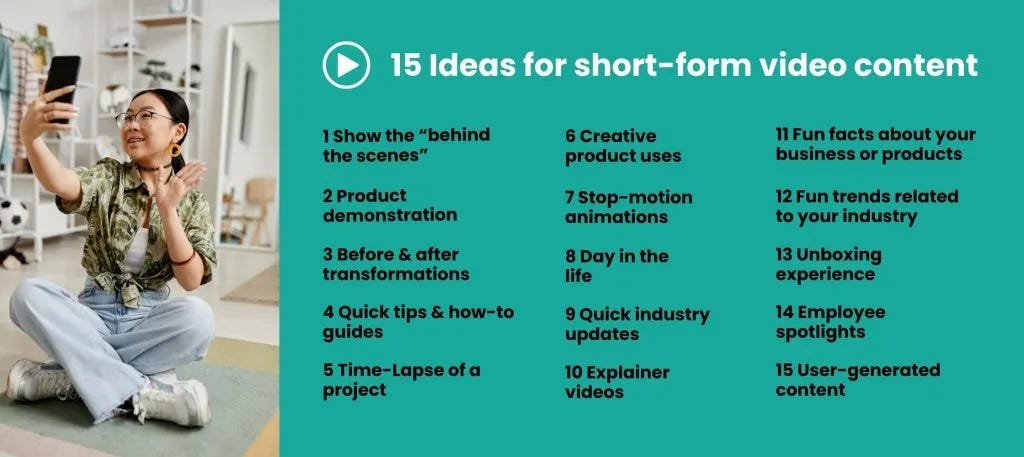 15 Short-Form Video Ideas. 15 Short-Form Video Ideas.