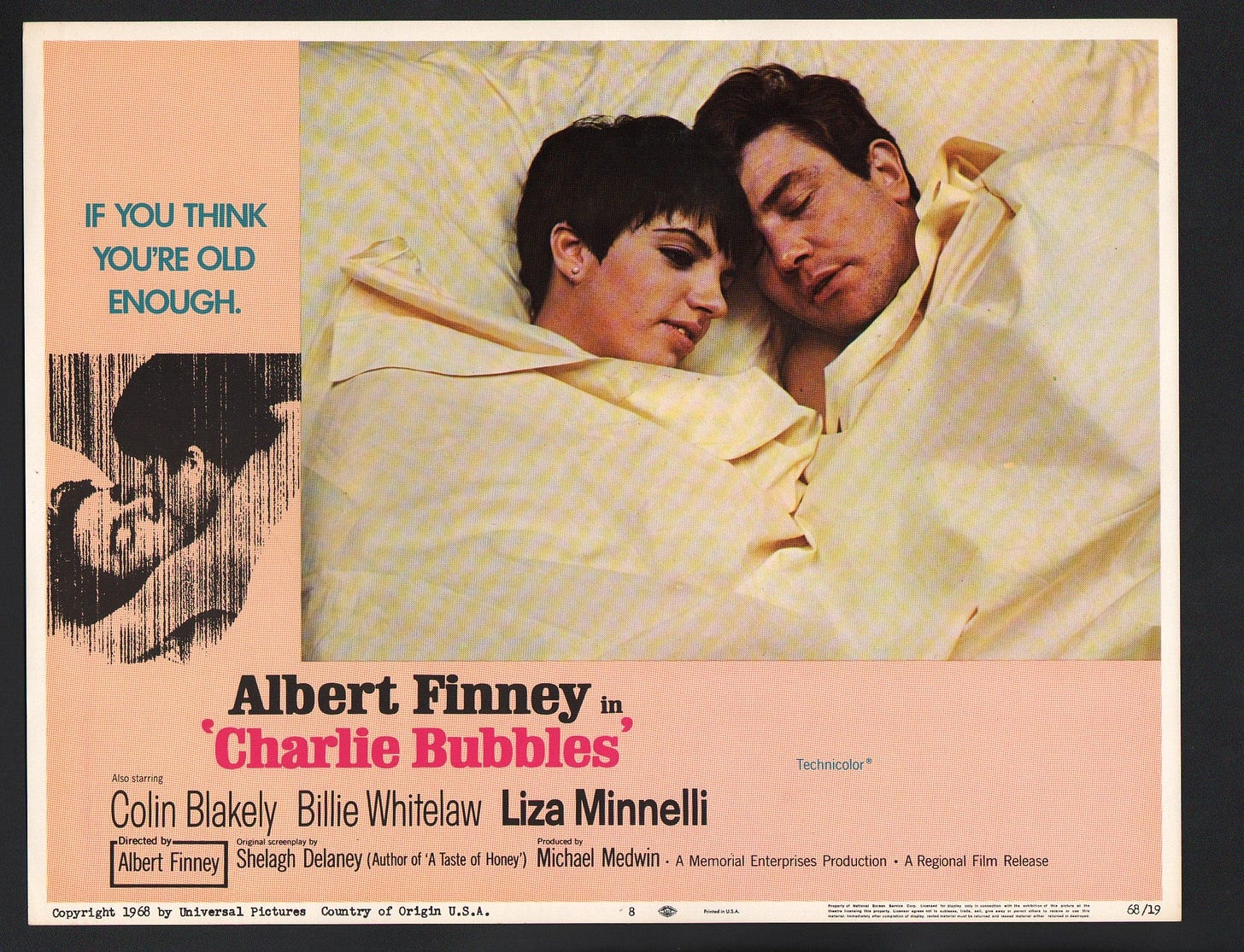 Amazon.com: MOVIE POSTER: Charlie Bubbles Lobby Card #8-1968 ...