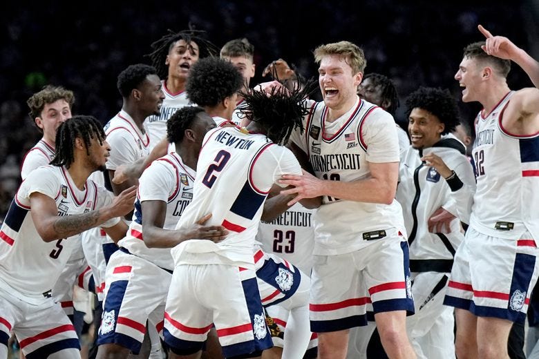 UConn concludes a dominant run to its 2nd straight NCAA title, beating Zach  Edey and Purdue 75-60 | The Seattle Times
