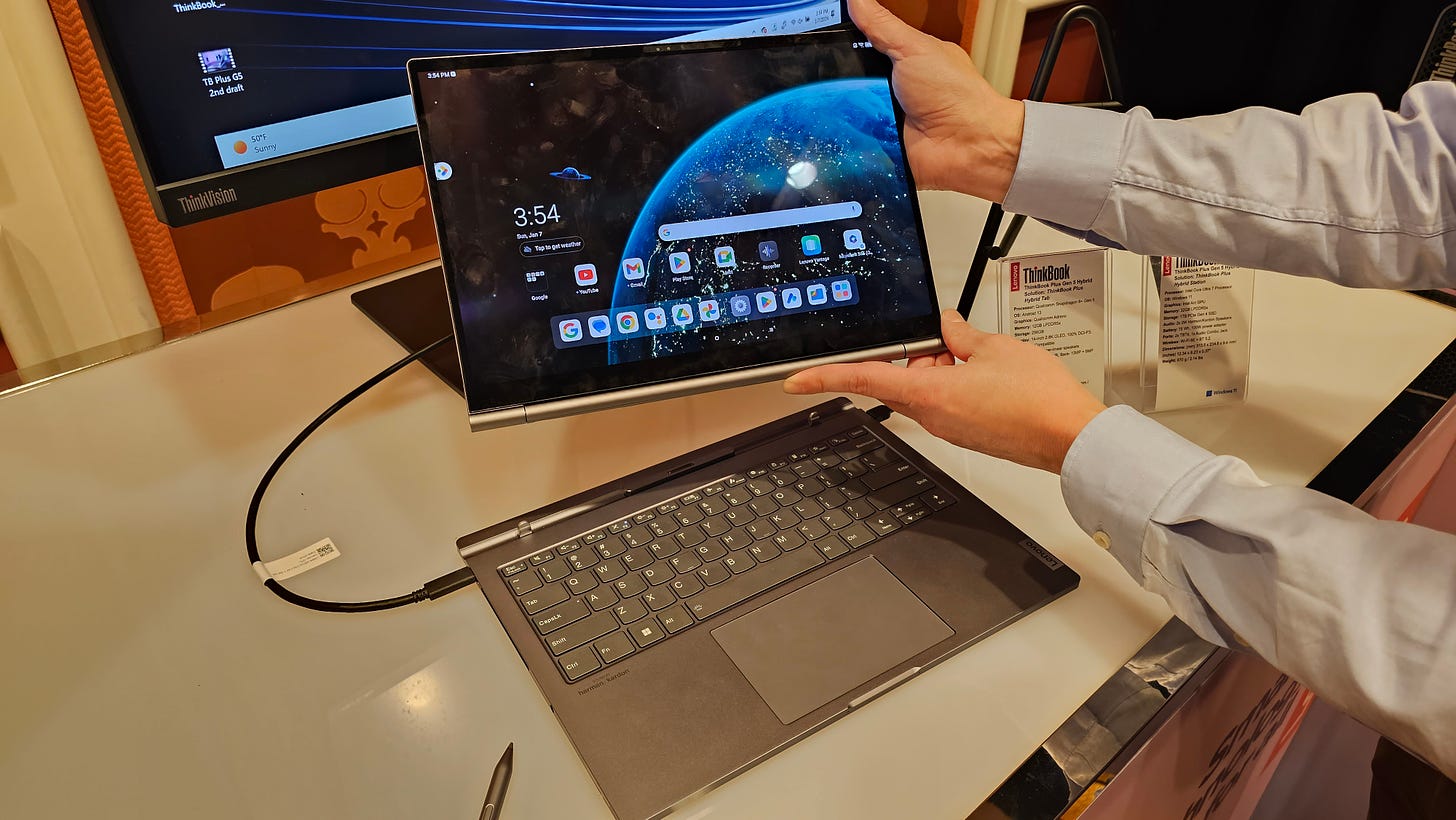 Lenovo's ThinkBook Plus Gen 5 Hybrid smashes a Windows laptop and Android  tablet together. | Tom's Hardware