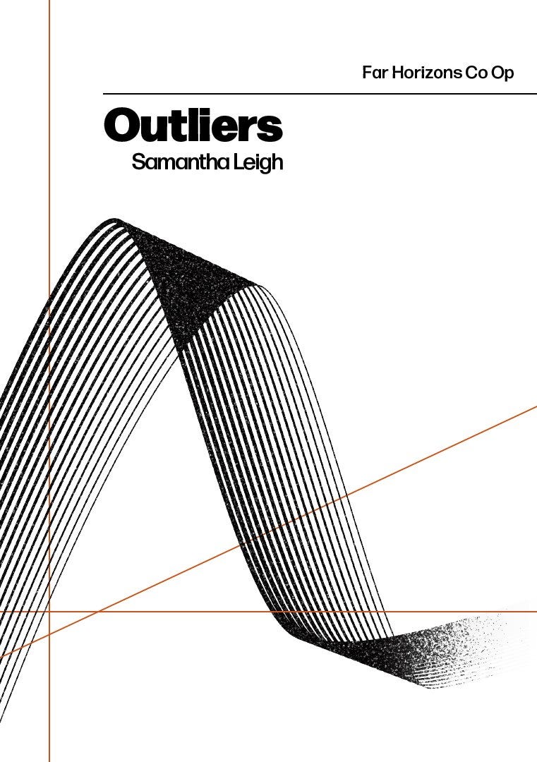 The cover image of Outliers. It shows a black & white wavy line on a graph, with the axis lines in orange.