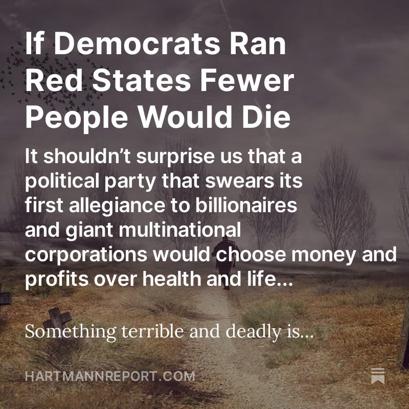 If Democrats Ran Red States Fewer People Would Die
