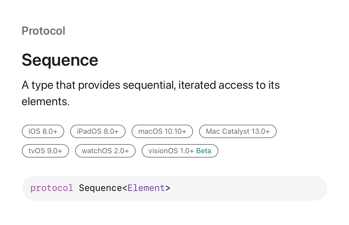 Screenshot of sequence protocol documentation