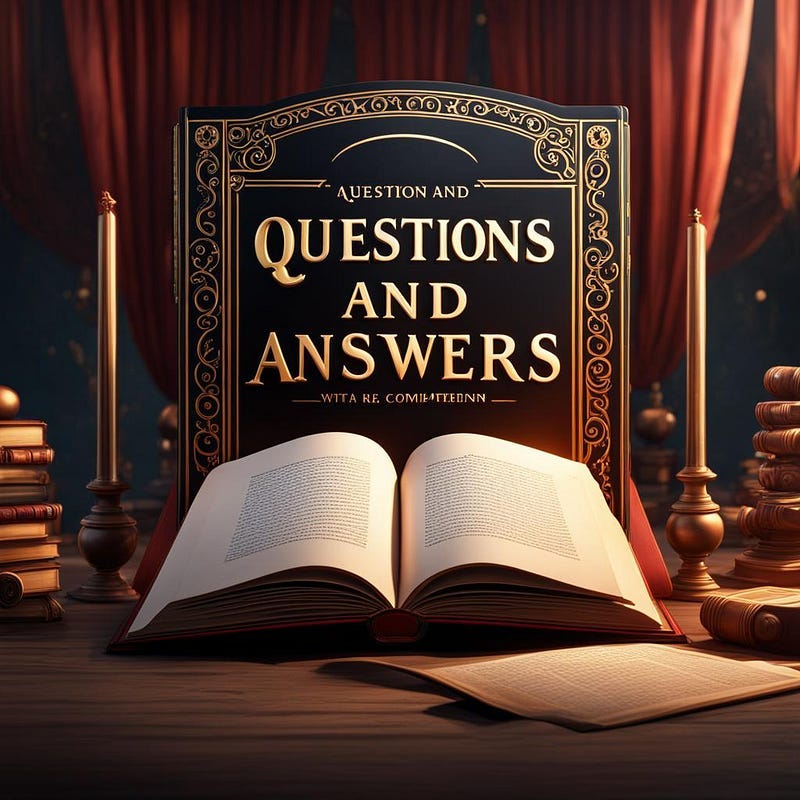 An antique book, titled Question and Answers sits ato an open book