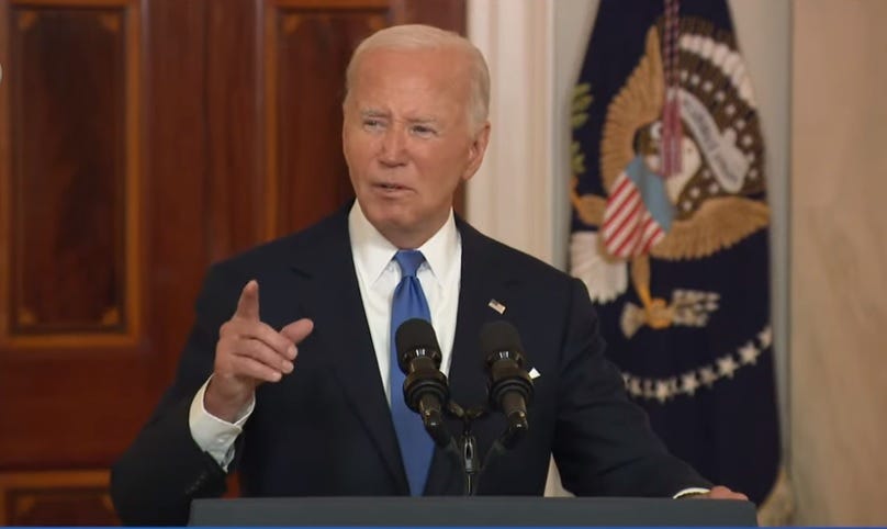 Joe Biden gives a speech in the White House