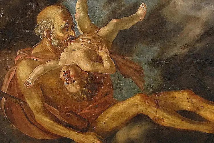 A painting of Kronos eating his children
