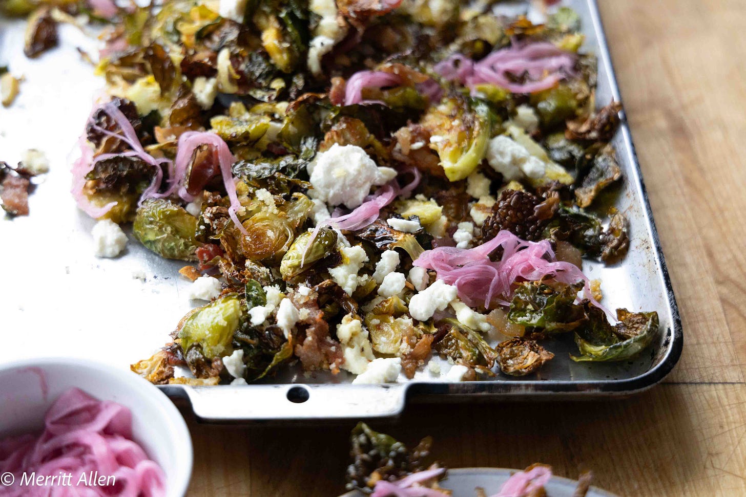 Sheet Pan of Roasted Brussels Sprout Salad