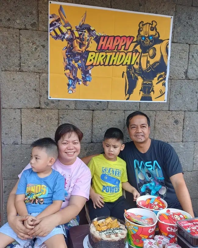 family celebration at home for Miguel's birthday