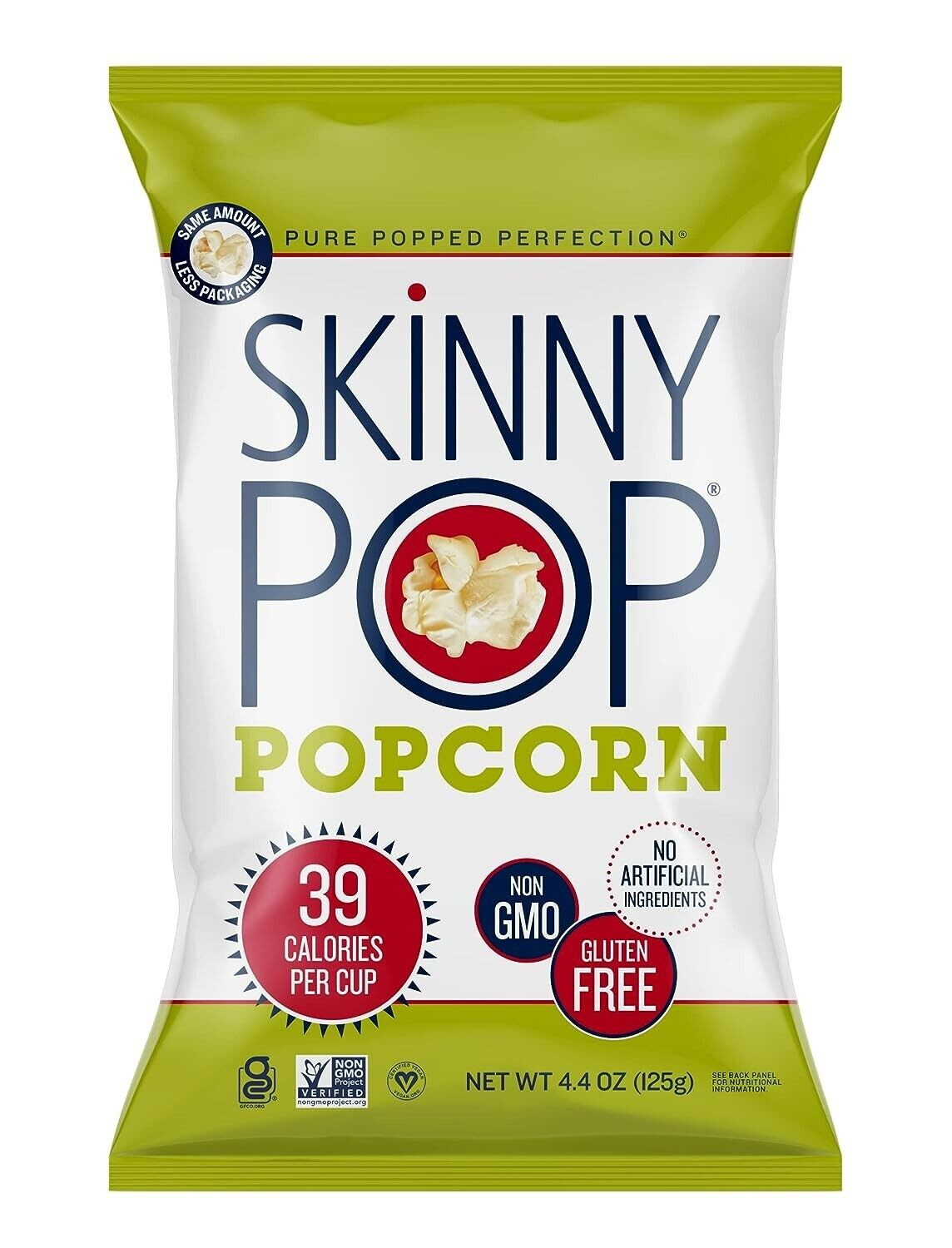 SkinnyPop Original Popcorn, 4.4oz Grocery Size Bags, Skinny Pop, Healthy Popcorn - Picture 1 of 5
