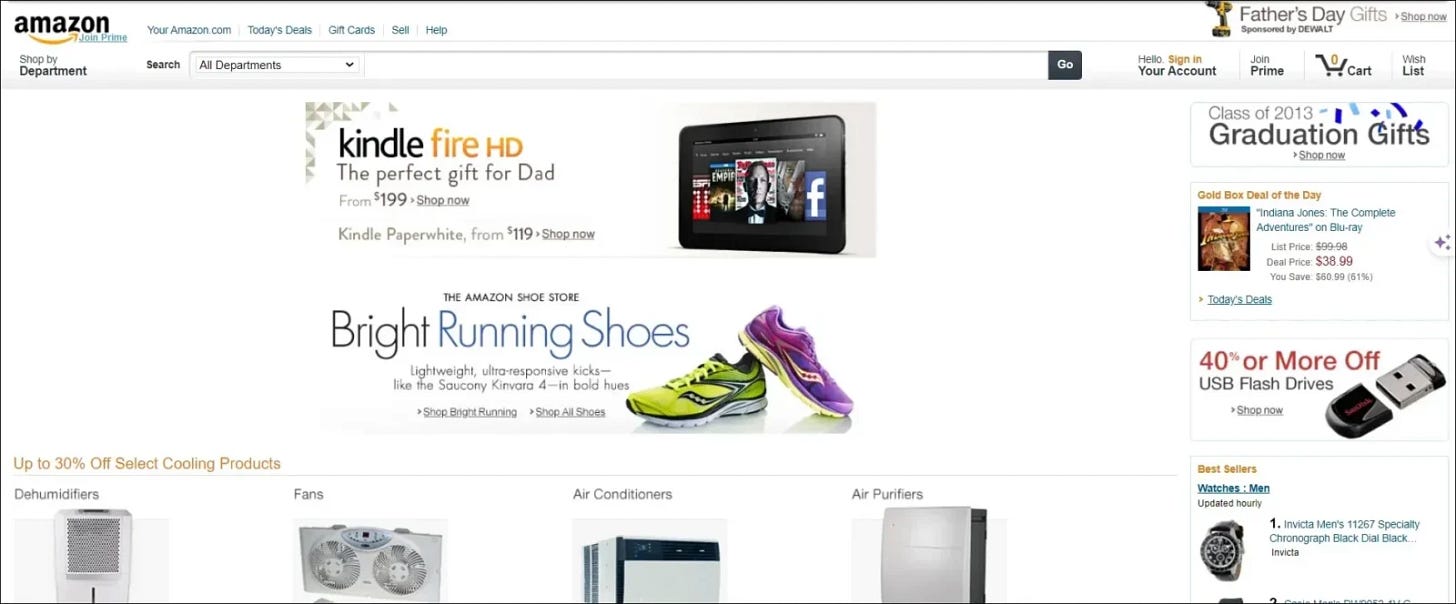 Homepage of Amazon - The Dynamic Evolution Over The Years
