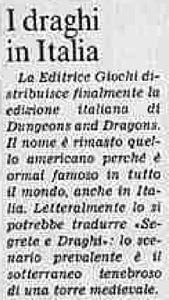 Annuncio di D&D per Editrice Giochi