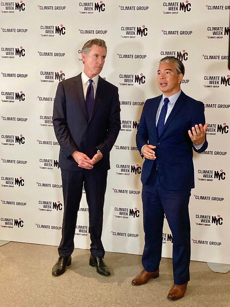 CA Governor Gavin Newsom and Attorney General Rob Bonta at NYC Climate Week in 2023.
