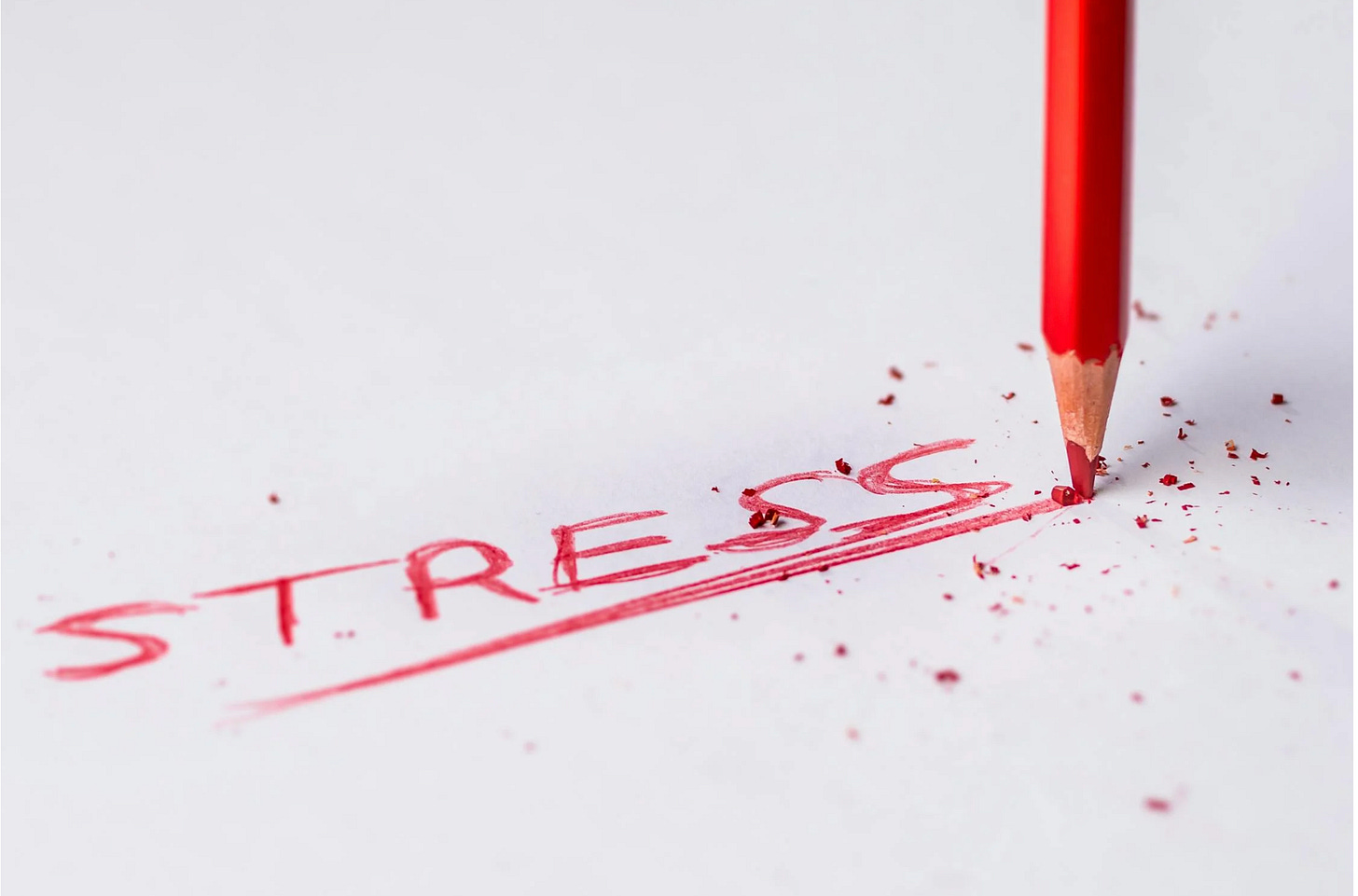 The word stress written out on paper