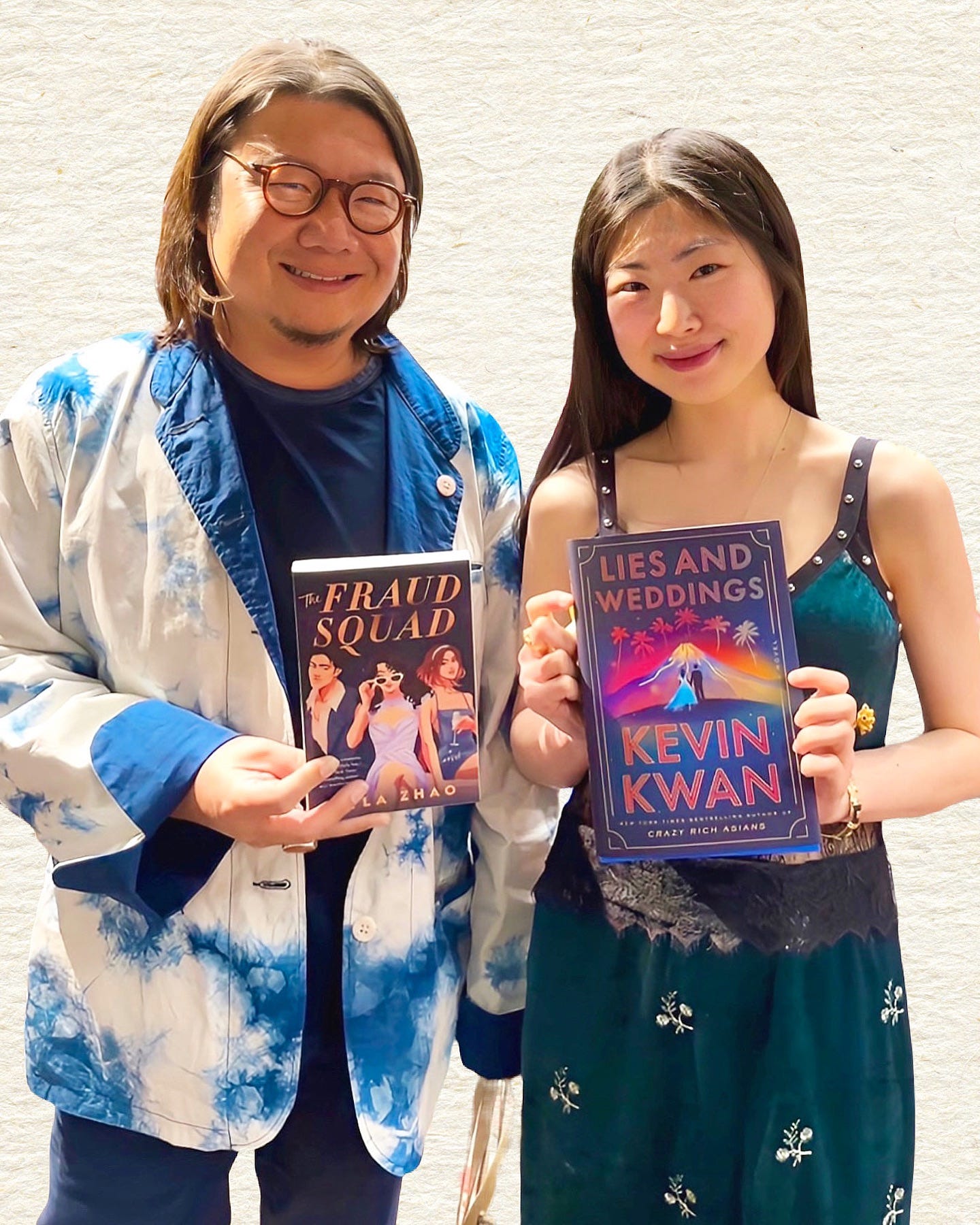 May be an image of ‎2 people and ‎text that says '‎FRAUD SOUAD LIESAND LIES AND WEDDINGS 补头头公牛素 ZHAO صوم KEVIN KWAN CЛAΣT RICH RICH DIANG CRARE‎'‎‎