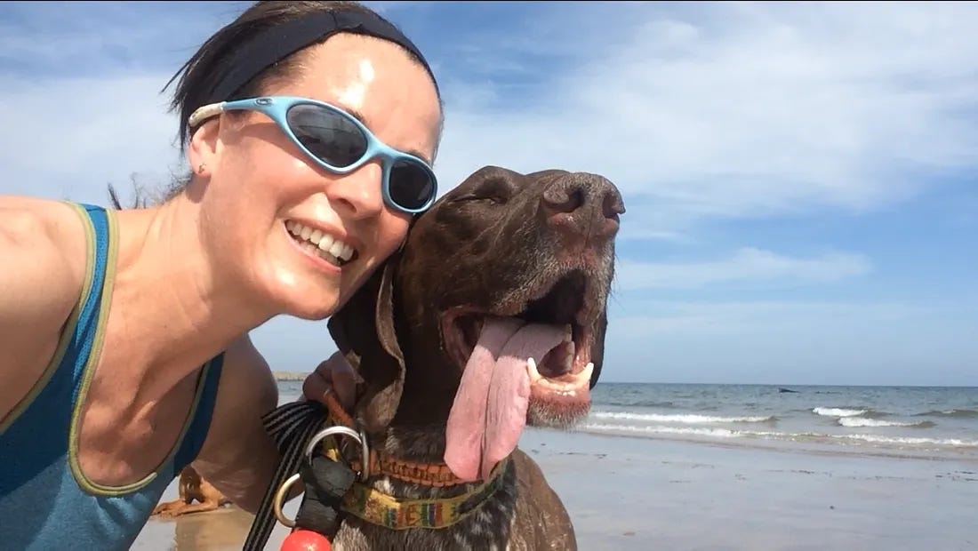 woman with her dog
