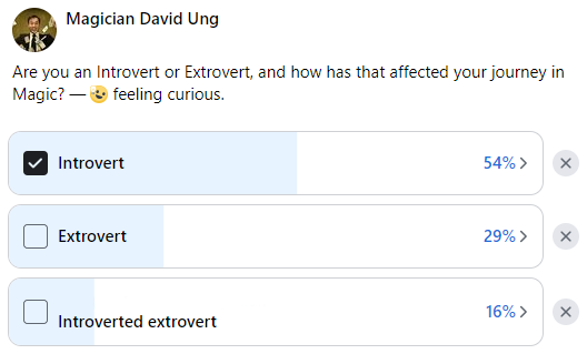 polling magicians if they are introverted or extroverted