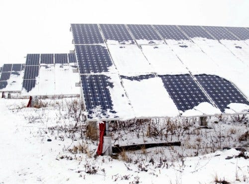 snow covered solar panels