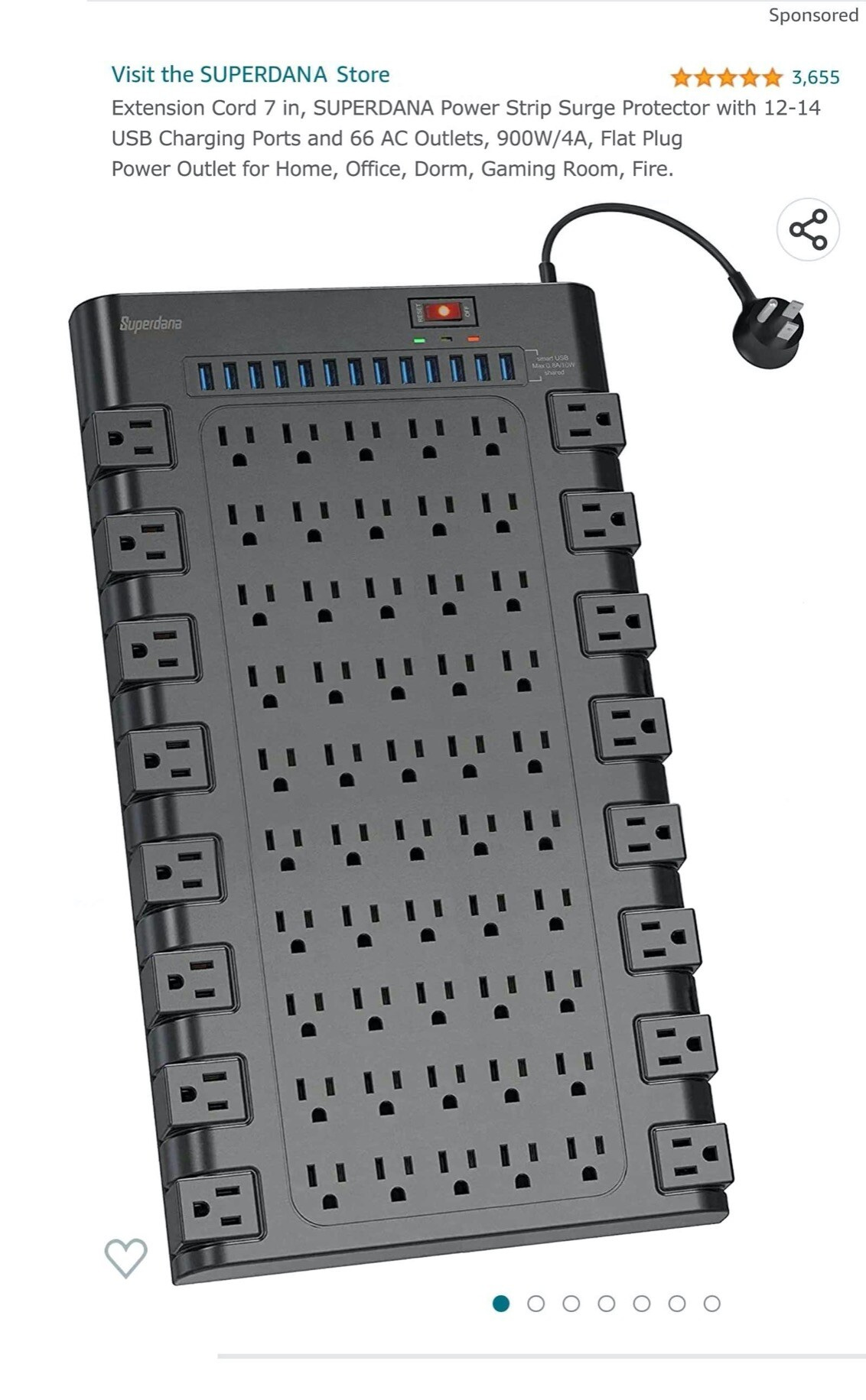 A picture of a powerboard with 12-14 USB charging ports and 66 AC outlets. It looks quite nice, it seems to have a good layout that would take both cables and wall warts, and it's also probably going to catch fire the first few minutes it's turned on. But it'll be a pleasingly designed fire.