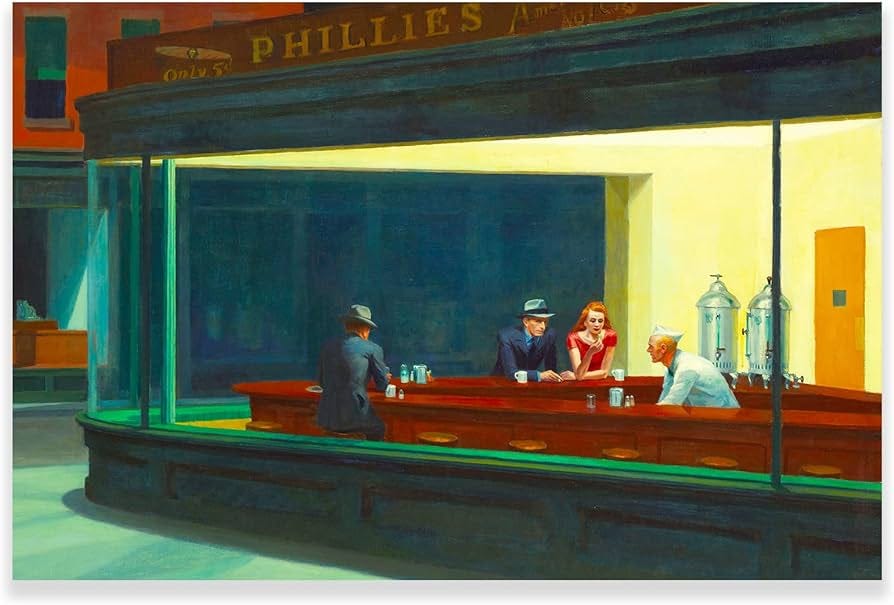 Amazon.com: Edward Hopper Nighthawks Poster - Famous Painting Poster -  Surrealist Oil Painting Wall Decor - Modern Canvas Wall Art for Living Room  Office Unframed (Nighthawks,24x36in/60x90cm): Posters & Prints