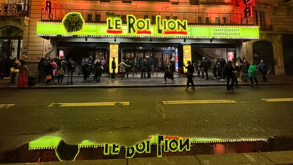 A photo of The Lion King marquee at the Theatre Mogador in Paris