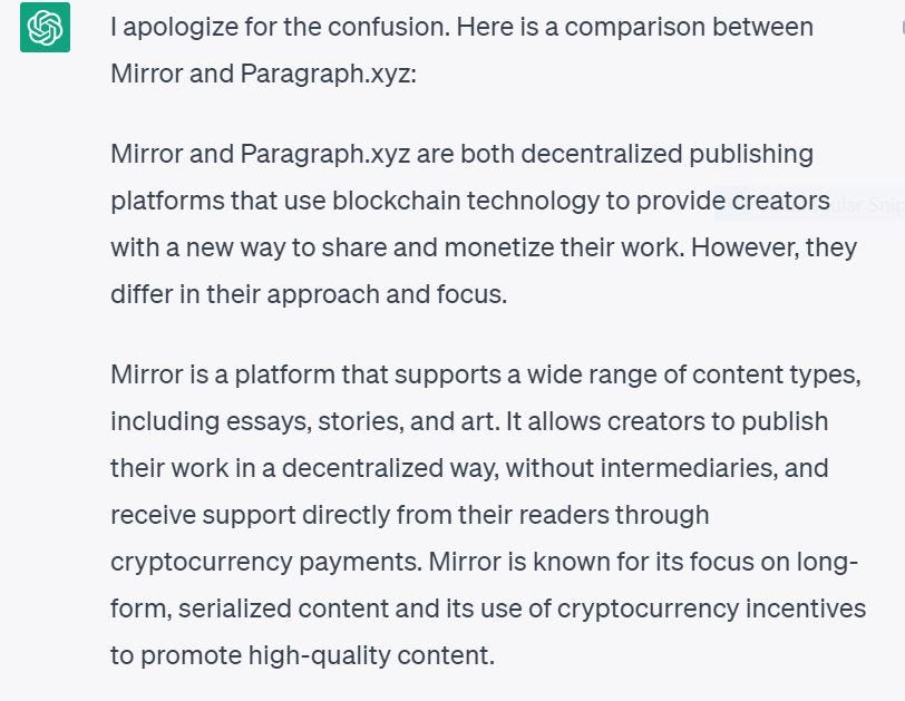 ChatGPT Mirror and Paragraph