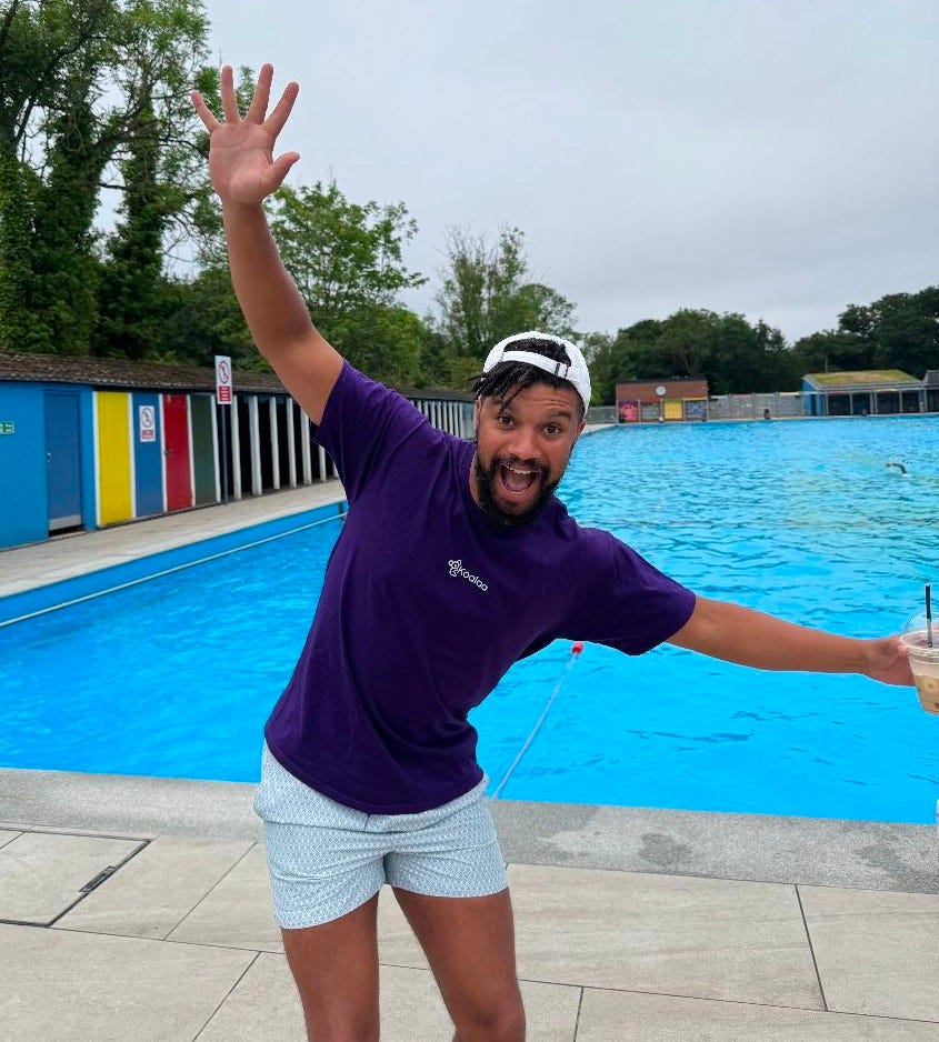 May be an image of 1 person and pool