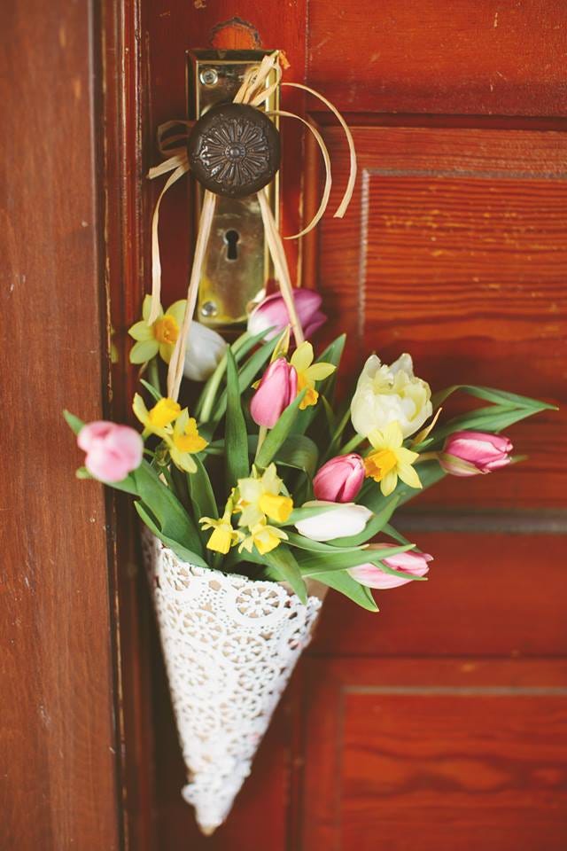 may day spring flower basket