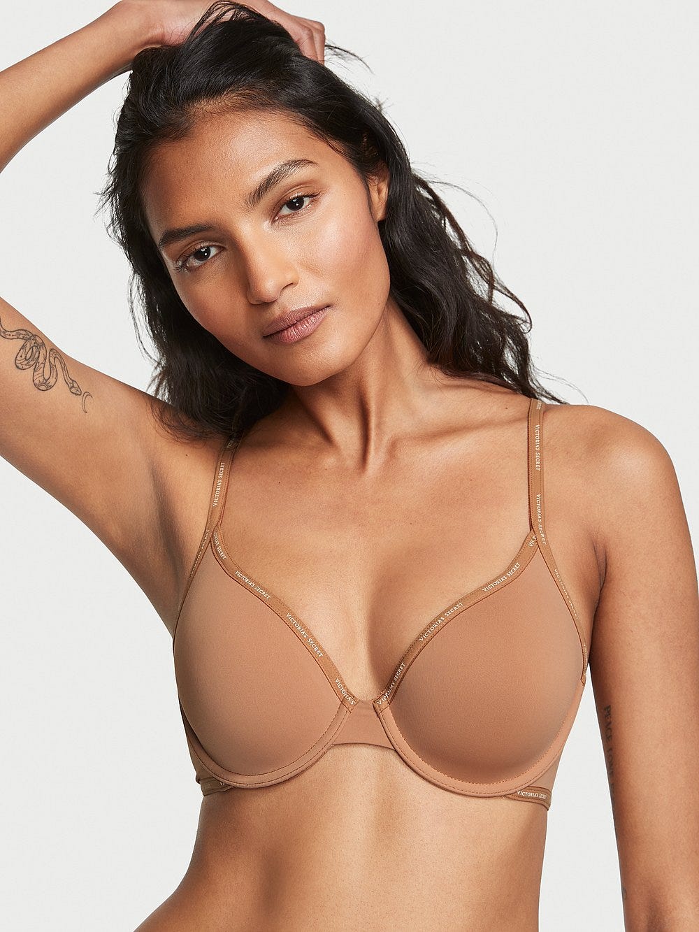 Victoria's Secret, The T-shirt Lightly Lined Full-Coverage Bra, Toffee, onModelFront, 1 of 3 Rocio is 5'9" and wears 34B or Small
