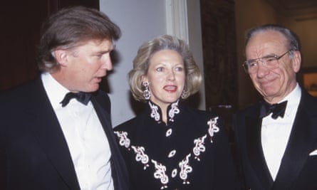 Donald Trump, Anna Murdoch and Rupert Murdoch.