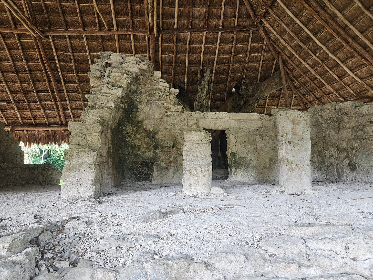 Inside House of Birds in San Gervasio Ruins Cozumel