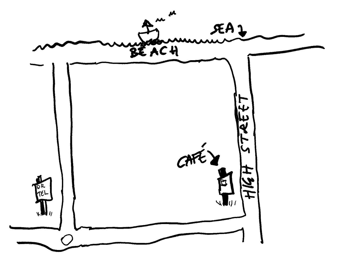 Map of Southwold, by Terry Freedman (not drawn to scale)