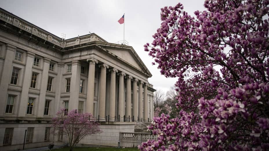 The US Treasury building in Washington, DC, on Monday, March 13, 2023.