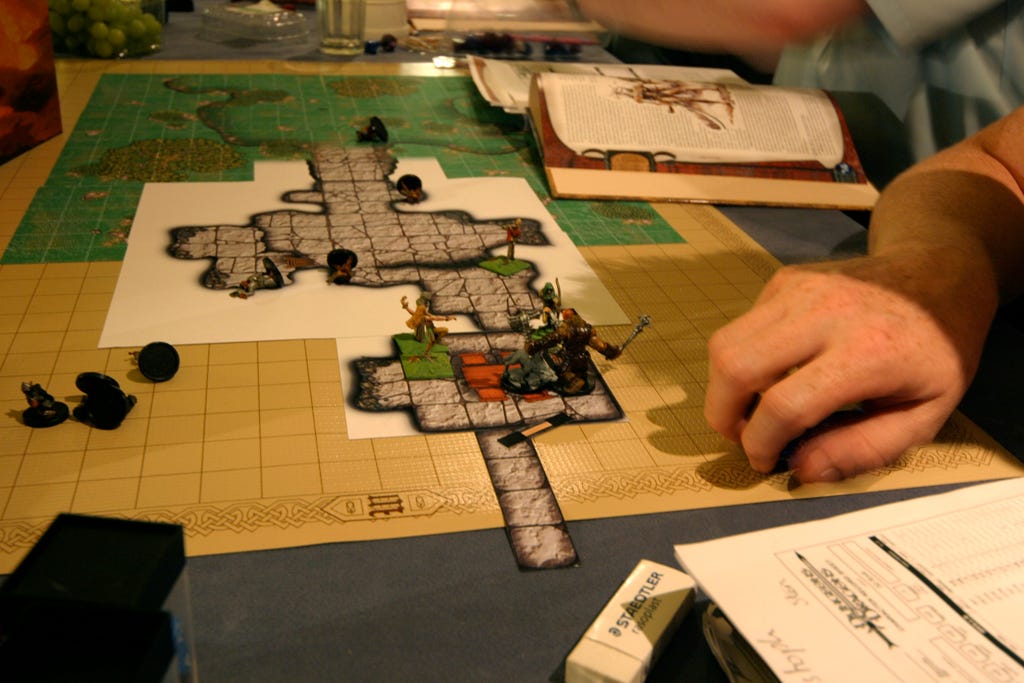 Photo of a table with miniatures for a D&D game.