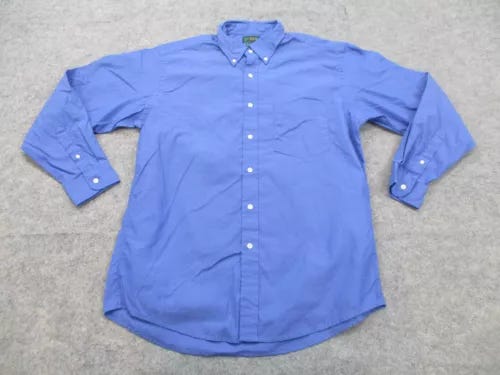 J Crew Shirt Mens Medium 15.5 Blue Long Sleeve Cotton Button Up Adult VINTAGE - Picture 1 of 8