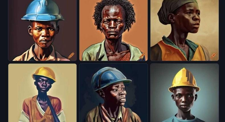 A set of AI-generated images from the prompt African workers by Craiyon, a free tool powered by DALL-E.Thomas Maxwell/Insider