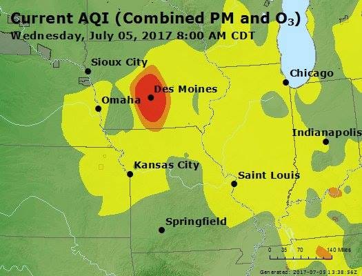 Air quality in Iowa in 2017 on July 5