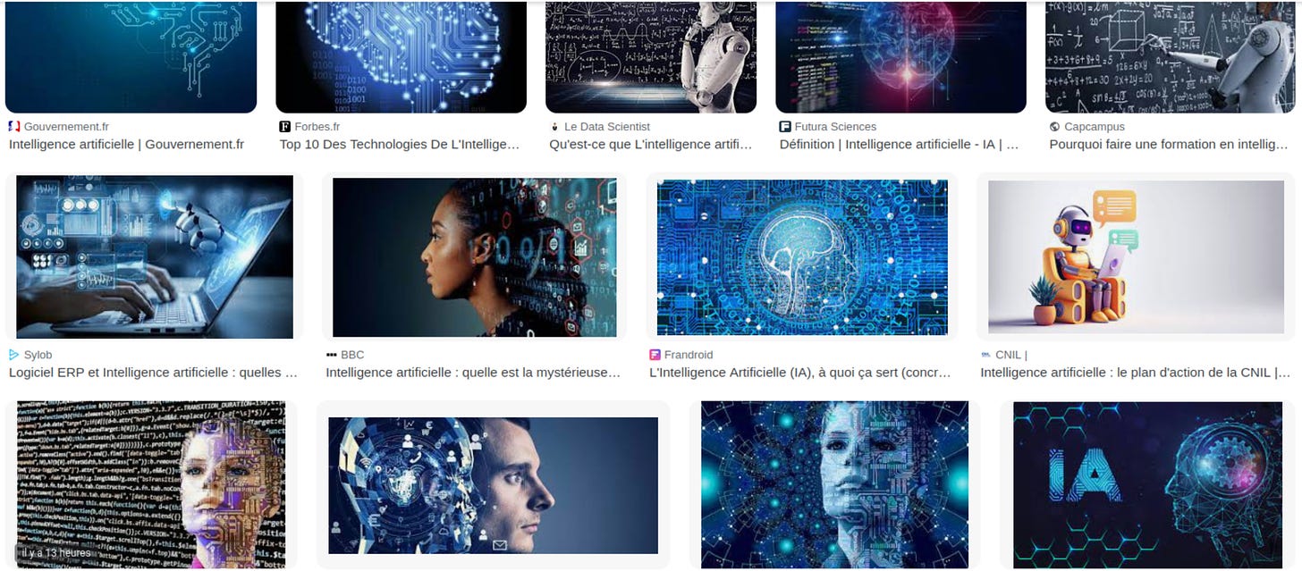 "Intelligence artificielle" dans Google Images, sans trucage